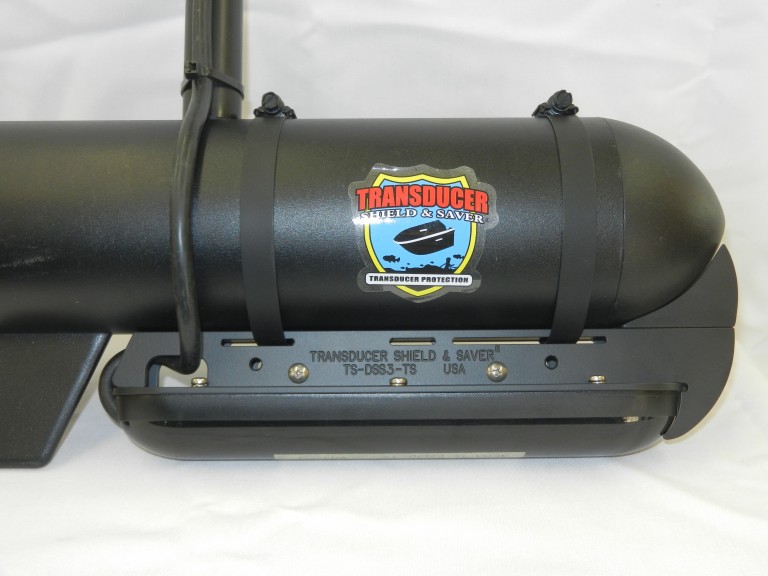 Shield for Lowrance Total Scan and HDS Live Transducers On A Trolling Motor