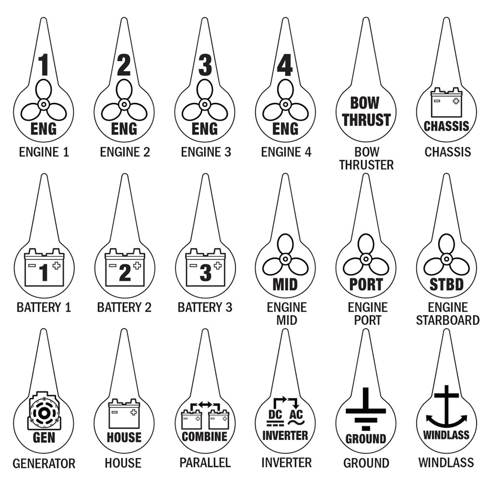 Blue Sea Icon Circuit Identification Label Kit For Battery Switches